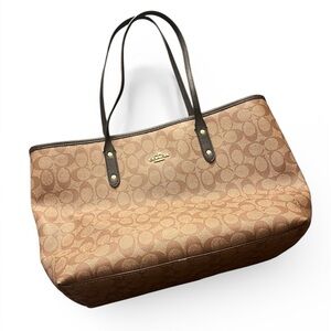 Coach Tan and Brown Signature Tote